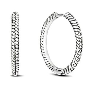 S925 Sterling Silver Lasso Hoop Earrings